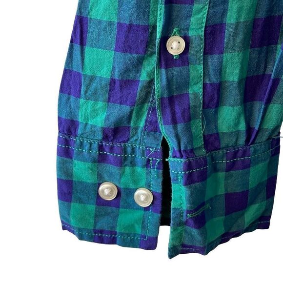 Sonoma Lifestyle aqua and purple gingham 100% cotton long sleeve XXL - Picture 4 of 10